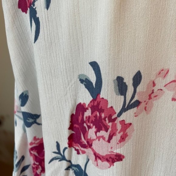 Women's White w/Floral Print Bohemian Kimono L NWT - Picture 8 of 9